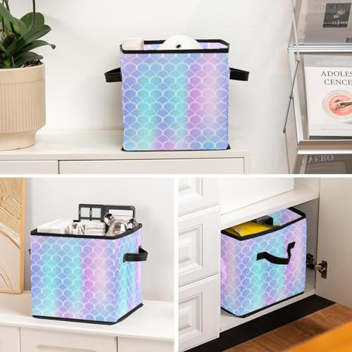 Boîte de rangement dégradé rose bleu pour placard encombré et tri efficace