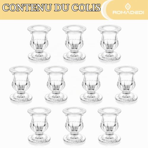 Romadedi Chandelier Bougeoir Verre Decoratif - Lot de 10 Petite Bougeoir Mariage Noel Decoration Maison, Supports pour Bougies Coniques Centre de Table Salon Chambre – vue 9