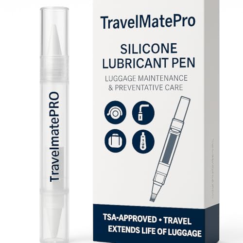 TravelmatePro Luggage Lubricant Pen – TSA-Approved Silicone Care for Suitcase Wheels, Zippers & Handles – Prevent Sticking, Smooth Rolling, Extend Bag Life