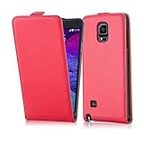 cadorabo Coque pour Samsung Galaxy Note 4 en Rouge Cerise - Housse Protection en Style Flip en Similicuir Lisse - Etui Poche Folio Case Cover