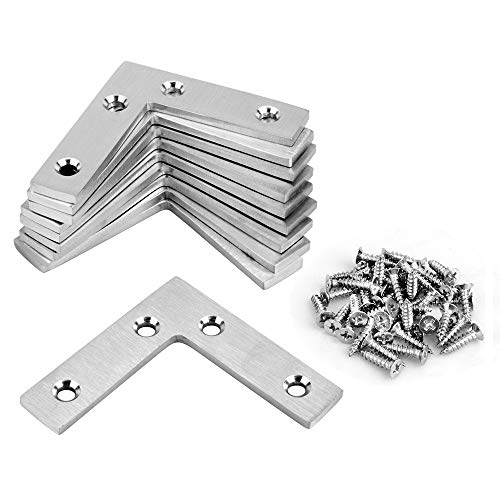 GBGS 10個セット L形 フラットプレート ブラケット金具 201ステンレス製 固定修理プレート 60x60mm 厚さ3.4mm 4穴 ジョイント金具 40個ネジ付き 家具の固定板 補強ブラケット 接合金具 GBGS 10個セット L形 フラットプレート ブラケット金具 201ステンレス製 固定修理プレート 60x60mm 厚さ3.4mm 4穴 ジョイント金具 40個ネジ付き 家具の固定板 補強ブラケット 接合金具