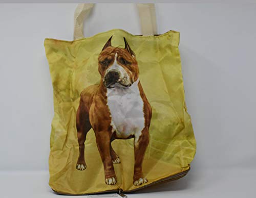 Pit Bull Foldable Tote Bag - Durable and Waterproof - Zippered Tote for Women - Amazing Art - Perfect for Pit Bull Owners2