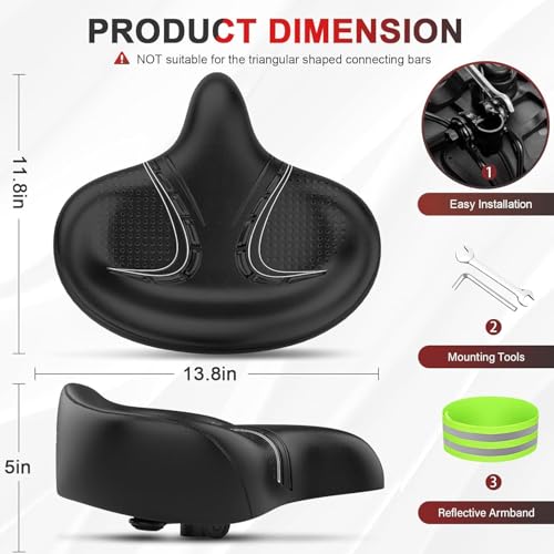 Image of BLUEWIND Oversized Bike Seat, Wide Bicycle Saddle Novel Backrest Design for Electric Bike, Universal Fit Exercise Bike or Road Stationary Bike Seat Cushion for Men & Women