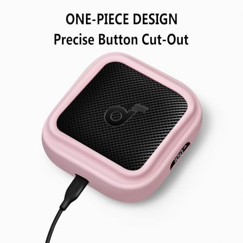 Image of Geiomoo Silicone Cover for Anker Soundcore Boom Go 3i Case, Soft Flexible Scratch Resistant Protective with Carabiner (Pink)