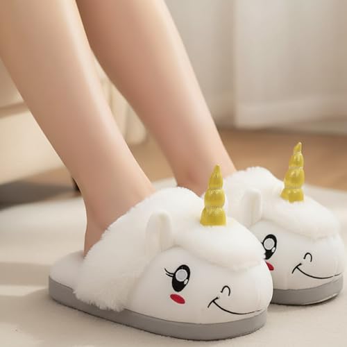 Image of Unicorn Slippers Comfy Warm Anti-Slip Kids Lightweight Indoor Cute Home Shoes