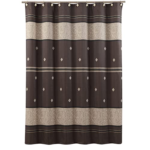 Mvsuta Seville Farmhouse Tan Polyester Bronze Striped Chocolate Cloth Classic Shower Curtain,Decorative Vintage Waterproof Printed Fabric Brown Bathroom Curtains,72" W X 72" L #TOP6