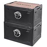 RULAYMAN 【折りたたみ 収納ボックス Amazon.co.jp限定カラー】55L(2点セット) アウトドアテーブル 蓋付き 積み重ね エコリサイクル素材 全方向から取り出せる 衣類 布団 おもちゃ 小物 収納大型 プラスチック キャスター付き 組立簡単 防カビ 防湿 厚み 強い耐荷重 大容量 家庭用 車用