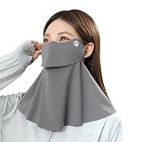[LEZOOY] 皮膚科医監修 フェイスカバー レディース 夏 UPF50+UVカット 立体仕立 開口デザイン 耳掛け 接触冷感 速乾吸汗 通気性 フェイスマスク ネックガード サラサラ生地 スポーツ ゴルフ テニス 自転車 農作業用 熱中症対策 紫外線対策 マスク ダークグレー