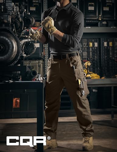 Image of CQR Men's Quick Dry Work Pants, Water Resistant Outdoor Tactical Pants, Lightweight Stretch Cargo Hiking Pants