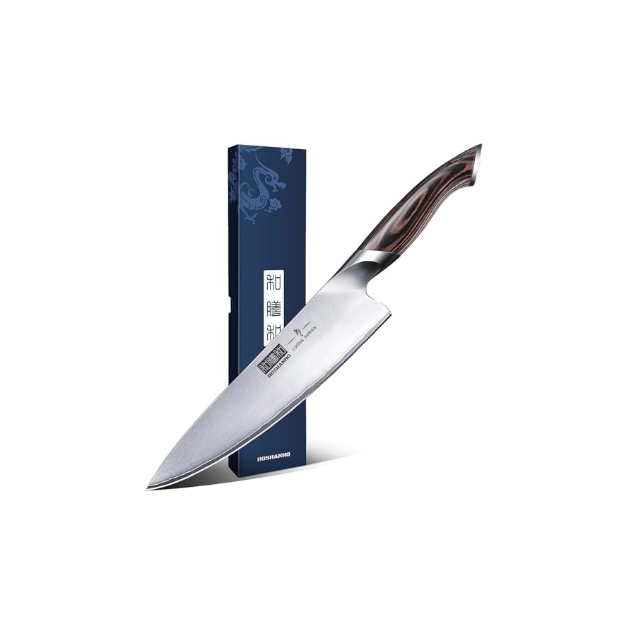 Kitchen-Knife-in-Japanese-Steel-AUS-10-High-Class-Chefs-Knife-8-inch-Professional-Cooking-Knife-Non-slip-Ultra-Sharp-Knife-with-Ergonomic-Handle HOSHANHO Kitchen Knife in Japanese Steel AUS-10, High-Class Chef's Knife 8 inch Professional Cooking Knife, Non-slip Ultra Sharp Knife with Ergonomic Handle