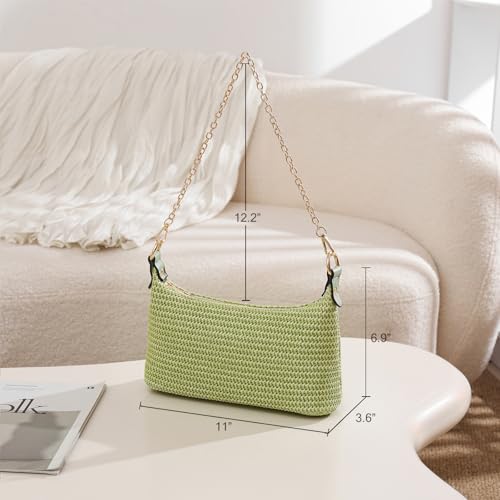 Image of CROJUYI Straw Shoulder Bag for Women Soft Small Woven Shoulder Purse Handbag,Beach Tote Straw Bag for Summer