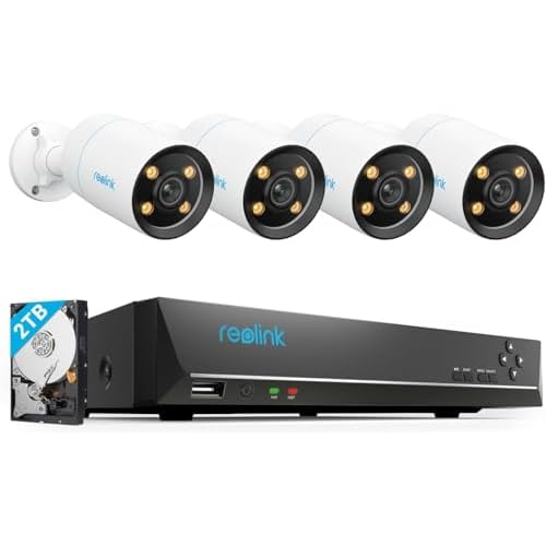 REOLINK CX810-4K PoE Security Camera Outdoor with F1.0 Aperture, 4K 8CH Network Video Recorder, 2× CX810 with 1x RLN8-410 (Built-in 2TB HDD) Video Re