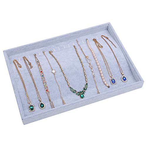 image for STYLIFING 20 Hooks Necklaces Tray Velvet Neckalce Organizer Bracelet D