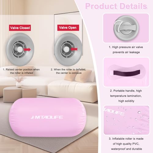 Gymnastics Air Roller Air Barrel, Inflable para Entrenamiento de Yoga y Gimnasia Color Rosa miniatura 2
