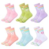 6 Paar Bunte Socken Mädchen 35-38 Baumwolle Herz Tennissocken für Kinder