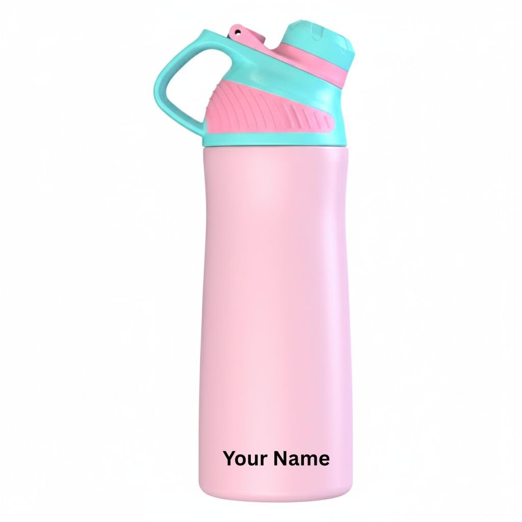 Rabitat ZYLO Personalized Insulated Water Bottle for School Kids | Steel Water Bottle for Kids | Kids Water Bottle | 1+1 Year Brand Warranty | Hot & Cold Upto 24 Hrs | Office,Gym,Outdoor 550ml Pink