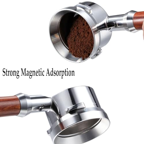 Image of THW Coffee Accessories, Portafilter 51mm, Powder Ring for Espresso Ground Coffee Brewing, Magnetic Filter for Prevent Spilling, Coffee Filter Machine Accessories (Silver)
