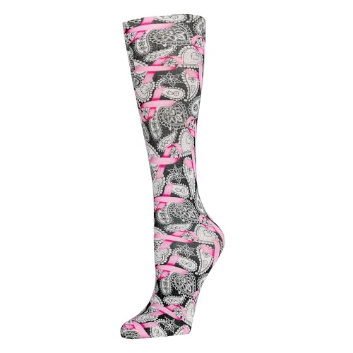 Celeste Stein Therapeutic Graduated Women Compression Socks, Black and Pink