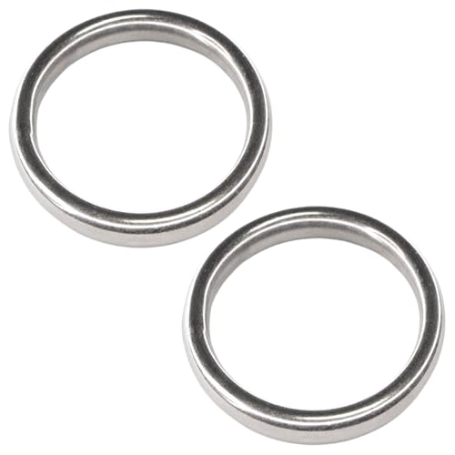 PRIOstahl Rundringe Ringe O-Ringe Edelstahlringe - 2 Stück Größe: 6mm x 45mm - geschweißte polierte runde Ringe geeignet zum Basteln Dekoration Heimwerken & Boots-Sport aus rostfreiem Edelstahl V4A