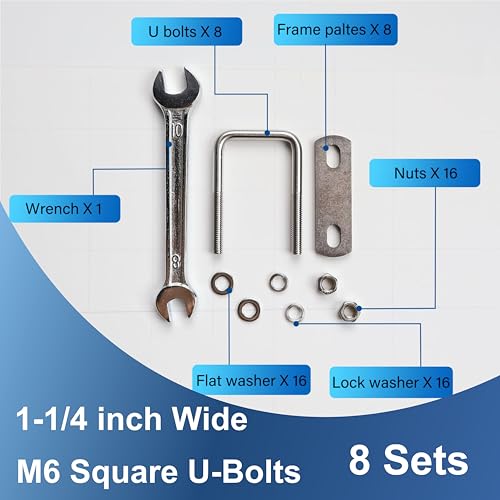 Image of 8 Pcs M6 Square U Bolts 1-1 /4 Inch Wide, 1 /4 inch x 1-1 /4 inchW x 2-1 /8 inchL