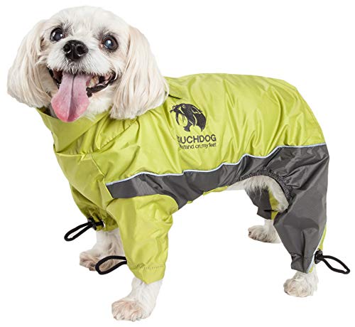 TOUCHDOG 'Quantum-Ice' Full Body Bodied Adjustable and 3M Reflective Pet Dog Coat Jacket w/ Blackshark Technology, Large, Light Yellow, Grey