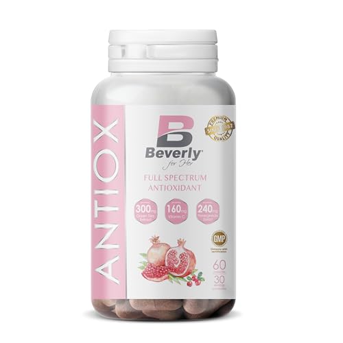 Beverly Antiox - Potente fórmula antioxidante especial para mujeres - 60 cápsulas veganas - 30 servicios - Contribuye a retrasar el envejecimiento de cuerpo y piel