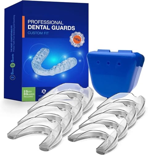 Mouth Guards for Teeth Grinding at Night: Moldable Custom Dental Guard for Sleeping - Nighttime Protection for Teeth 8 Packs