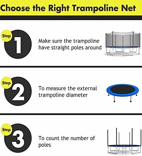 Rete di sicurezza premium resistente ai raggi UV per trampolini rotondi (4/4, 6/6, 8/10, 12/13, 14/4,8 m) – altezza 120 cm, 6 pali, resistente rete da giardino grigia