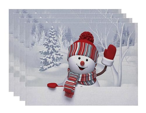 4er Set Platzset Weihnachten Tischset Weihnachten Leinen Platzdeckchen...