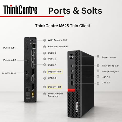 Image of Lenovo ThinkCentre Mini Desktop Computer with AMD Processor & Graphics, 8GB DDR4 RAM, 1TB SSD, Windows 11, Wi-Fi, Bluetooth, 2X DisplayPort, RJ-45 Port, USB, for Daily Work, Wired Keyboard & Mouse
