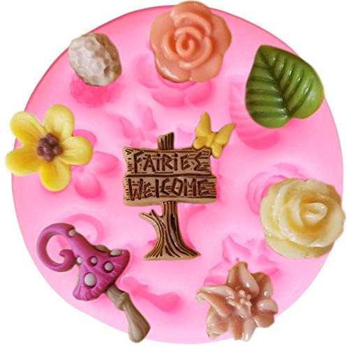 ZHQJY Moldes de Silicona 3D para casa de Hadas, Molde de Hojas de Flores, Herramientas de...