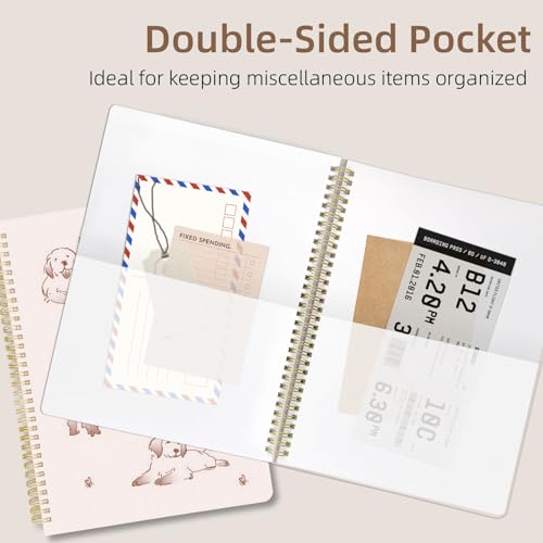 Image of Cute Spiral Notebook 8.5 x 11 lined Journal A4 with Pocket, Dog | 70 page, Note Book with Pocket, Large, Big, Hard Cover, Aesthetic, Pretty Design, for Women, Girls, Kawaii