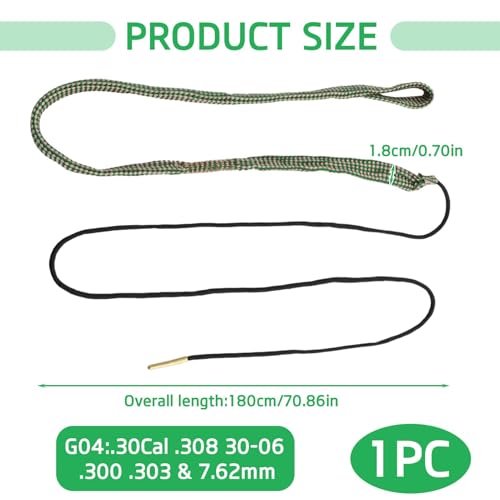 Laufreinigungsschnur für .30Cal .308 30-06 .300 .303 & 7.62 mm Kaliber Pistole Gewehr Flinte Laufreiniger Reinigungsset,Waffenreinigungsset
