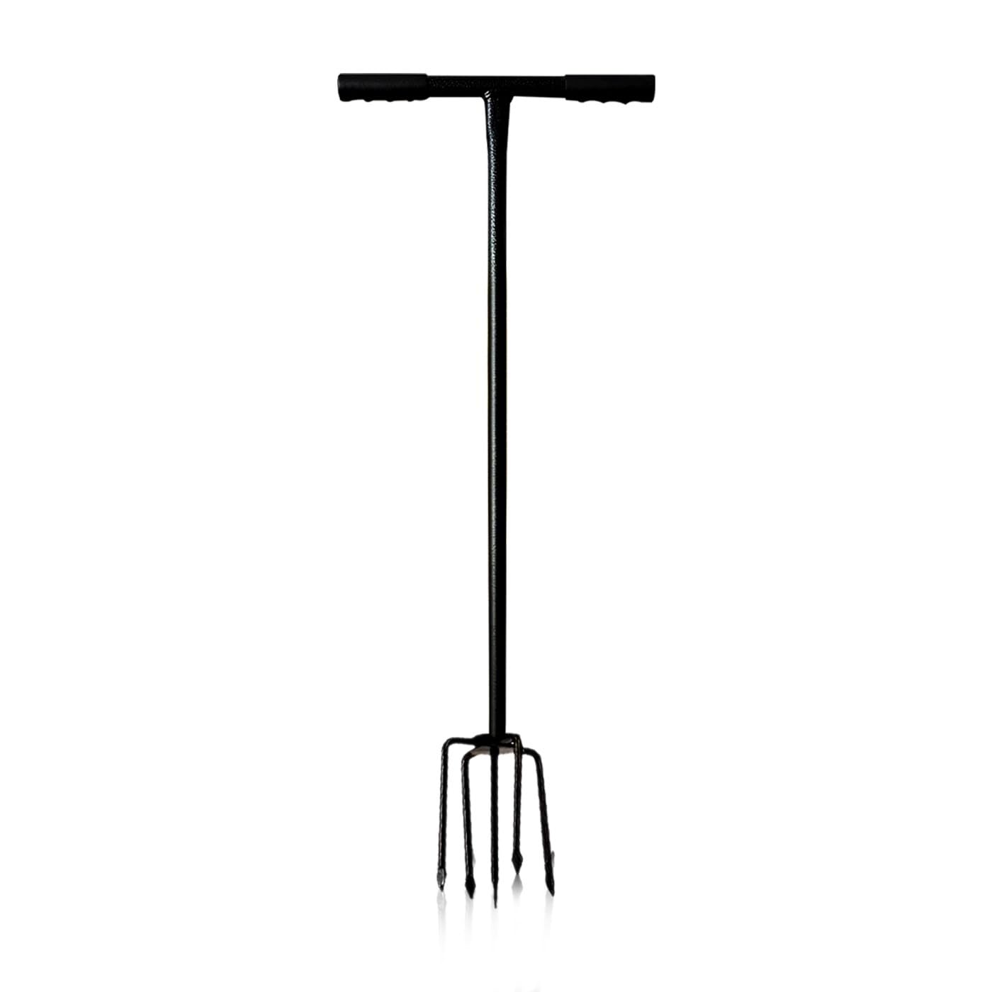 Heavy Duty Garden Claw Cultivator, 6 Prong Long Handled Manual Soil Tiller and Compost Turner, Strong Metal Gardening Tool for Weeding, Aerating and Loosening Compacted Soil, Black