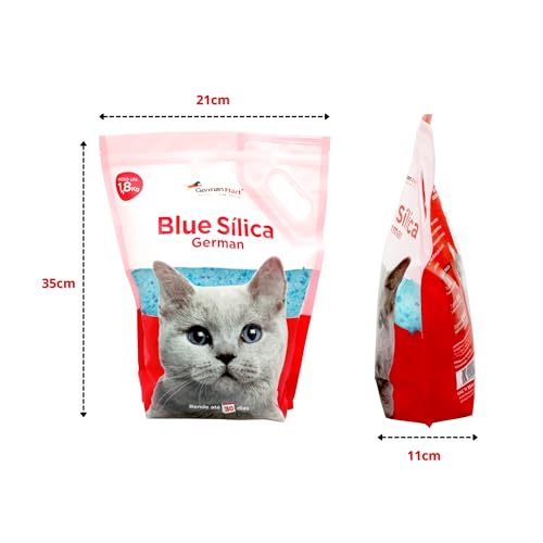 Germanhart Areia Higiênica para Gatos com Cristais de Sílica Azuis, Pack com 2 un, Antiodor e Neutra