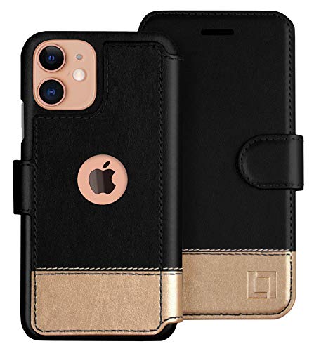 LUPA iPhone 12 Mini Wallet Case -Slim iPhone 12 Mini Flip Case with Credit Card Holder, for Women & Men, Faux Leather iPhone 12 Mini Purse Cases with Magnetic Closure, Golden Dusk
