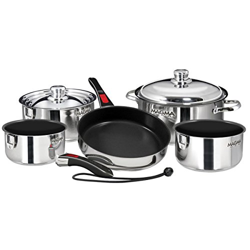 Magma Products, A10-366-2 Gourmet Nesting Stainless Steel Cookware Set, 10 Piece Ceramica Non-Stick