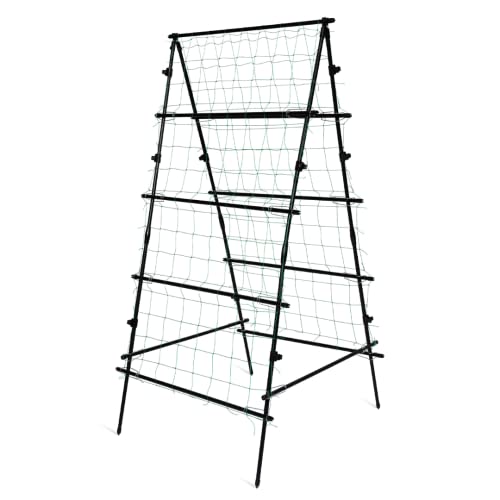 Gardener's Supply Company Titan A-Frame Trellis | Strong and Sturdy Outdoor Garden Trellis Plant Support for Cucumbers, Beans, Vine Herbs & Other Climbing Plants w/Easy to Install Tough Nylon Netting