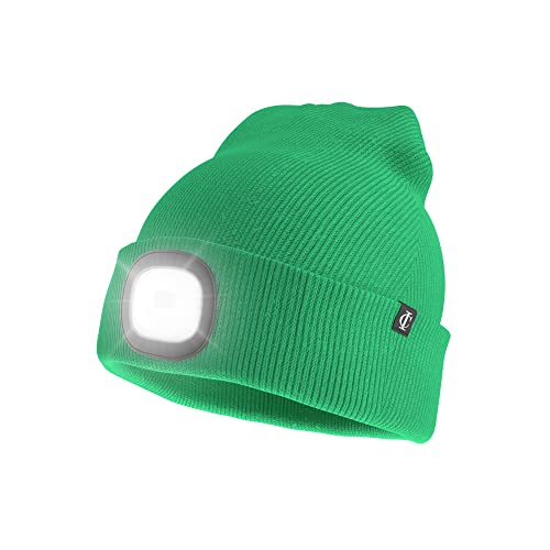 Idyllicomfort Led Lighted Beanie Hat,USB Rechargeable Hands Free Headlamp Cap, Unisex Winter Warmer Knit Hat with Light for Hiking Biking Camping Jogging, Gift for Men, Women, Teens Pastel Green