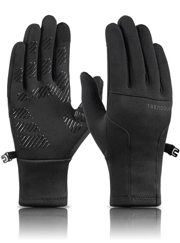 TRENDOUX Winterhandschuhe Damen Touch Screen, Thermo Elegant Winddichte rutschfeste Damenhandschuhe, Elastisch Weichen Leichtgewichtig Handschuhe Laufsport, Wandern, Laufen Joggen - Schwarz S