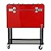 Clevr 68 Quart Qt Red Patio Cooler Ice Chest with Foosball Table Top, Portable Patio Party Bar Cold Drink Rolling Cart on Wheels with Tray Shelf,17 Gallon/ 65L Outdoor Rolling Beverage Cart