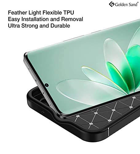 Image of Golden Sand Vegan Leather Textured Back Cover Case Comaptible with Vivo V27 Pro (Shockproof TPU | Midnight Black)