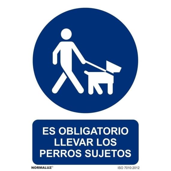 Señal que indica Es Obligatorio llevar los perros sujetos SEKURECO