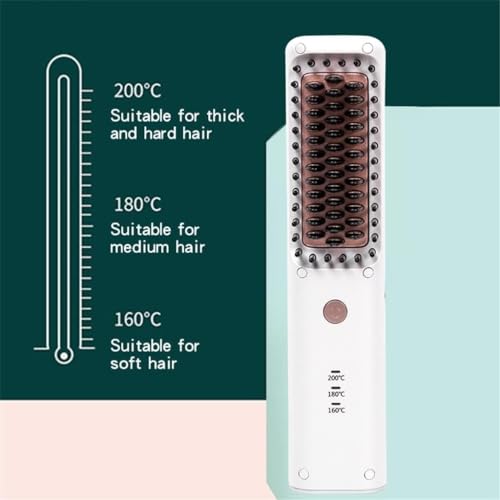 Cepillo alisador de cabello PATINS inalámbrico portátil con plancha y peine para alisar y rizar, recargable por USB miniatura 3