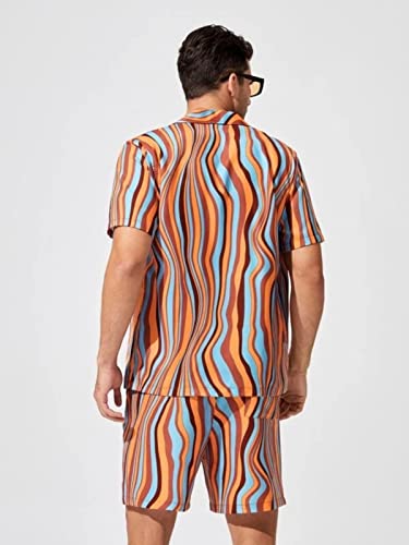 Image of Leriya Fashion Co-ord Set for Men T-Shirt & Shorts Nightwear Set | Summer Loungewear, Beachwear & Night Suit for Daily Comfort, Rayon, Striped