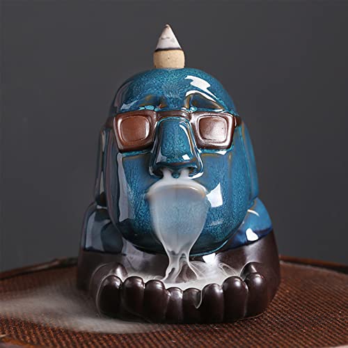 Ranerane Backflow Incense Holder Waterfall Incense Burner With 40 Sandalwood Incense Sticks 30 Incense Cones Aromatherapy Ornament Glasses Man Home Decor Desk Decor For Meditation Yoga Office #TOP6