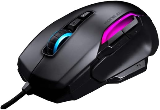 ROCCAT Kone AIMO Remastered PC Gaming Mouse, Optical, RGB Backlit Lighting, 23 Programmable Keys, Onboard Memory, Palm Grip, Owl Eye Sensor, Ergonomic, LED Illumination, Adjustable to 16,000 DPI-Black