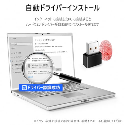 USB 指紋認証リーダー 小型 Type-C