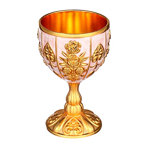 BESPORTBLE Vintage Cup Decorative Wine Chalice Goblet European Style Wine Glass Drinking Vessel Buddhist Sacrifice Cup Xmas Christmas King Queens Party Decoration Golden