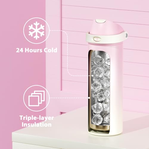 Image of Meoky 24 oz Insulated Stainless Steel Water Bottle with Straw for Travel